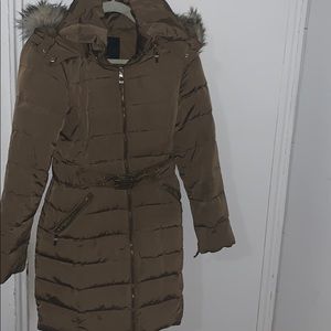 Zara olive green winter coat size small